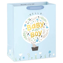 13" Bunny in Hot Air Balloon Baby Boy Large Gift Bag