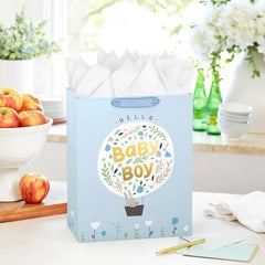 13" Bunny in Hot Air Balloon Baby Boy Large Gift Bag