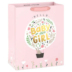 13" Bunny in Hot Air Balloon Baby Girl Large Gift Bag