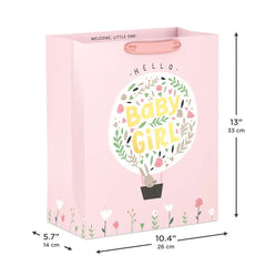 13" Bunny in Hot Air Balloon Baby Girl Large Gift Bag