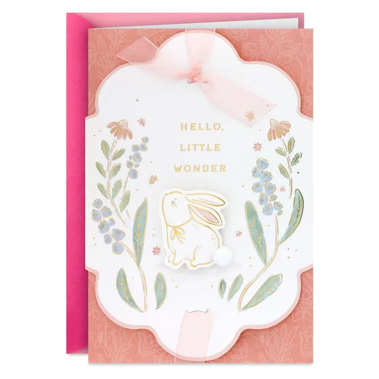 Hello Little Wonder New Baby Card for Girl