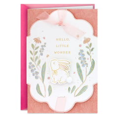 Hello Little Wonder New Baby Card for Girl