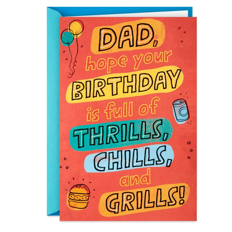 A Day of Thrills, Chills and Grills Pop-Up Birthday Card for Dad