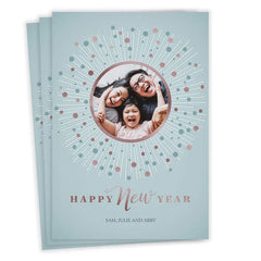 Elegant Burst Flat New Year Photo Card
