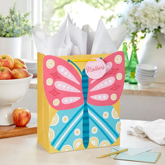 13" Colorful Butterfly Large Mother's Day Gift Bag With Tissue Paper