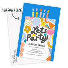 Let's Party Cake With Candles Birthday Invitation