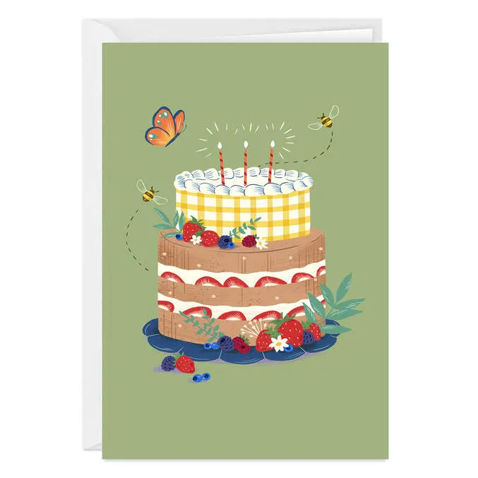 Sweet Spring Cake Custom Birthday Card