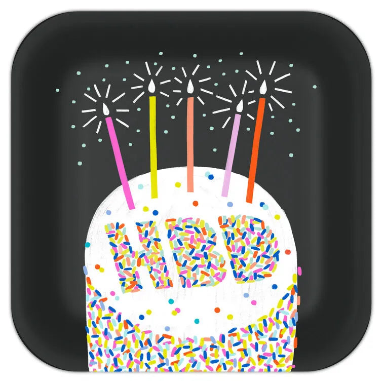 "HBD" Cake Dessert Plates, Pack of 8