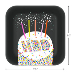 "HBD" Cake Dessert Plates, Pack of 8