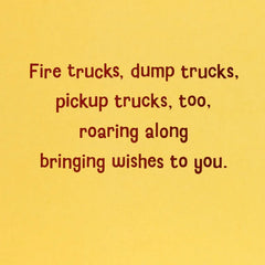 Cake and Construction Worker Animals in Trucks 4th Birthday Card
