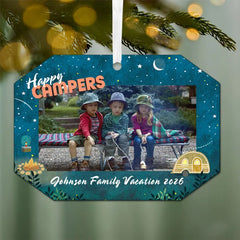 Happy Campers Metal Personalized Ornament, Custom Photo and Text