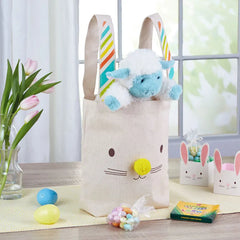 10.7" Canvas Fabric Bunny Face Medium Gift Bag
