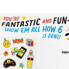 Fantastic and Fun 6th Birthday Card With Stickers