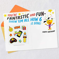 Fantastic and Fun 6th Birthday Card With Stickers