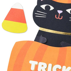 Black Cat in Pumpkin Paper Craft Halloween Card