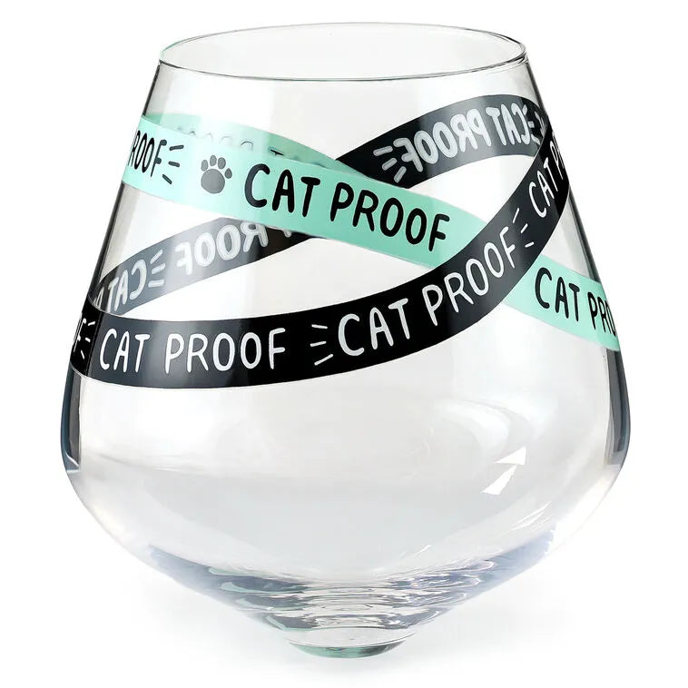 Funny "Cat Proof" Tipped Stemless Wine Glass, 15.5 oz.