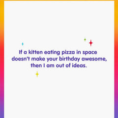 Galactic Cat With Pizza Funny Birthday Card