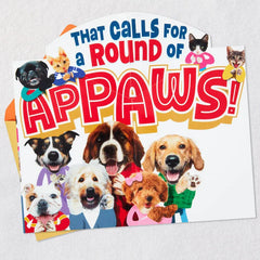 Cats and Dogs Round of Appaws Funny Pop-Up Birthday Card