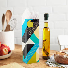 13" Celebrate Geometric Wine Gift Bag