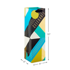 13" Celebrate Geometric Wine Gift Bag