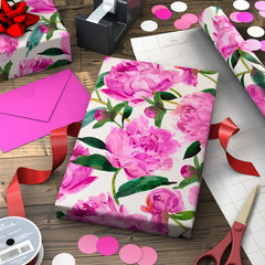 Pink Peonies Jumbo Wrapping Paper, 90 sq. ft.