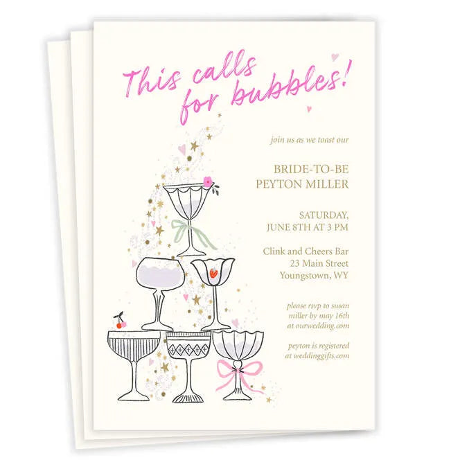 This Calls for Bubbles Flat Wedding Shower Invitation