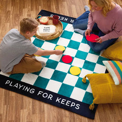 Game Night Checkerboard Blanket With Playing Pieces