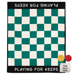 Game Night Checkerboard Blanket With Playing Pieces