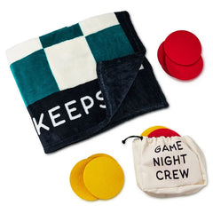 Game Night Checkerboard Blanket With Playing Pieces