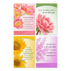Classic Florals Assorted Religious Birthday Cards, Box of 12