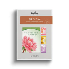 Classic Florals Assorted Religious Birthday Cards, Box of 12