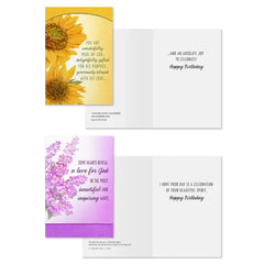 Classic Florals Assorted Religious Birthday Cards, Box of 12