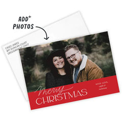 Classic Lettering on Red Flat Christmas Photo Card
