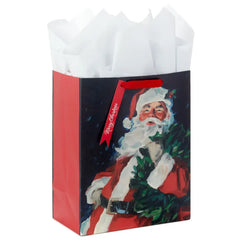 13" Classic Santa Large Christmas Gift Bag With Tissue Paper