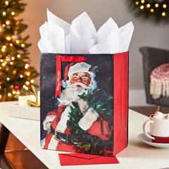 13" Classic Santa Large Christmas Gift Bag With Tissue Paper