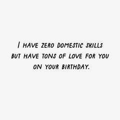 Pardon My Domestic Skills Funny Birthday Card