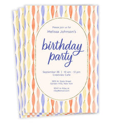 Party Streamers Flat Birthday Invitation