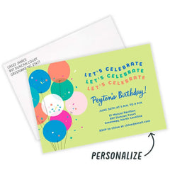 Balloons Let's Celebrate Party Invitation