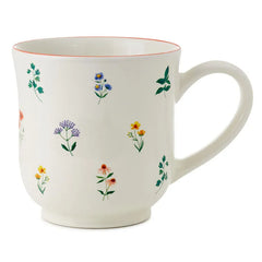 Floral Patterns on White Mug, 14.5 oz.
