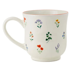 Floral Patterns on White Mug, 14.5 oz.