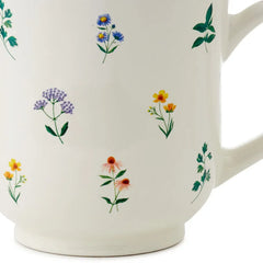 Floral Patterns on White Mug, 14.5 oz.