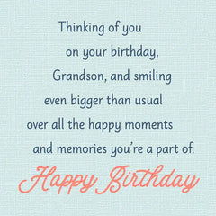 Thoughts of You Bring a Smile Birthday Card for Grandson