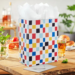 13" Colorful Checkered Large Gift Bag