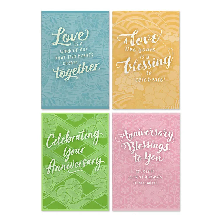 Colorful Designs Assorted Religious Anniversary Cards, Box of 12