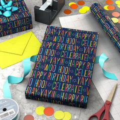 Colorful Happy Birthday Wishes Wrapping Paper, 20 sq. ft.