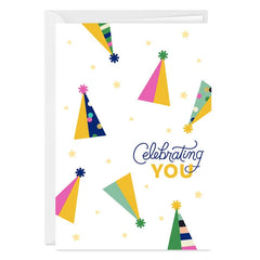 Celebrating You Party Hats Custom Birthday Card