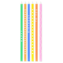 Multicolor Wishes and Patterns Tall Square Birthday Candles, Pack of 6