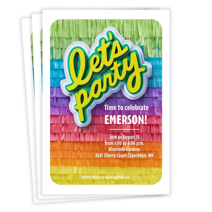 Let's Party Piñata Invitation