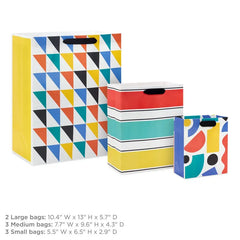 Geometrics on White 8-Pack Assorted Gift Bag Bundle