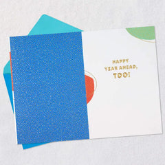 Colorful Striped Cake and Dots Birthday Card